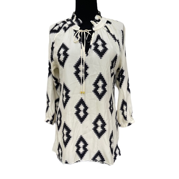 Britt Ryan Silk Geometric Print Blouse Size Medium - Picture 1 of 12